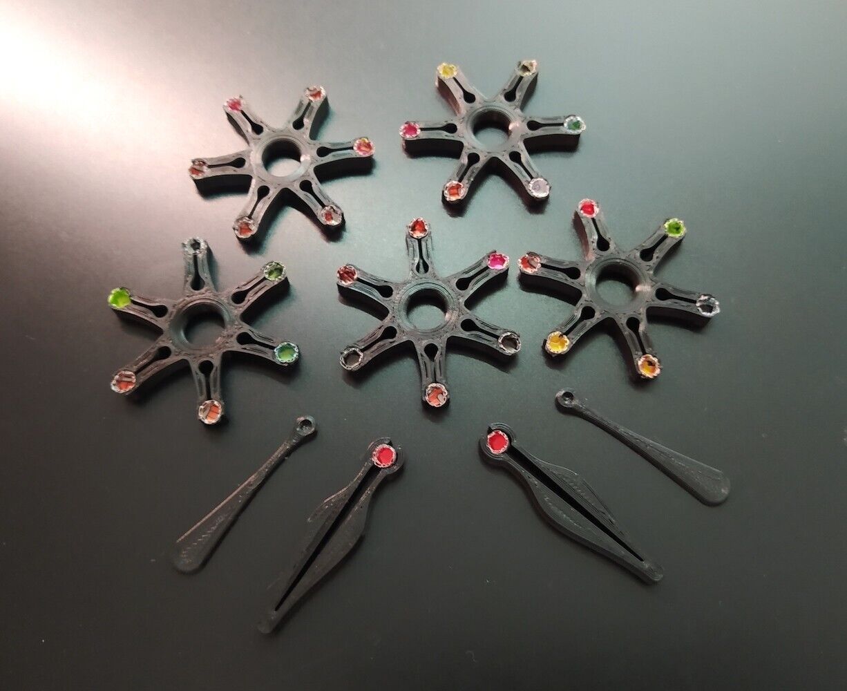 Capper Star Tool (5pcs) with Decappers(2pcs) and Deepers(2pcs). Colorful percussion caps. 