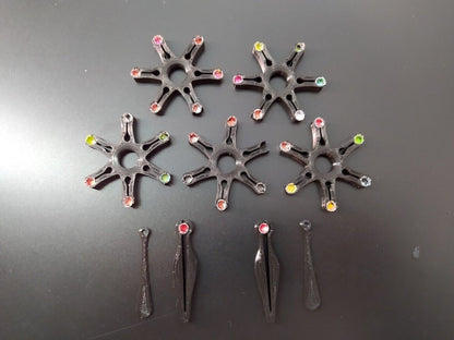 Capper Star Tool (5pcs) with Decappers(2pcs) and Deepers(2pcs) for #10 and #11 DIY caps. Top view.